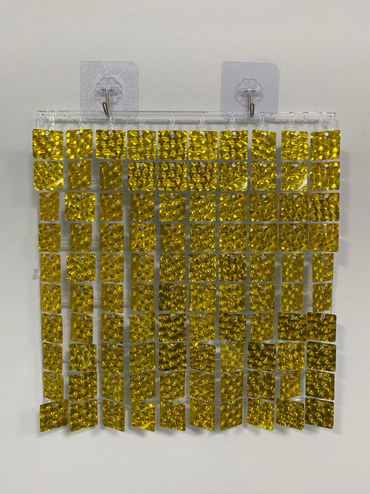 Easy Connect Shimmer Wall Panels / Transparent Grid Backing &amp; Square Sequins - Bubble Gold