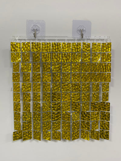 Easy Connect Shimmer Wall Panels / Transparent Grid Backing & Square Sequins - Bubble Gold