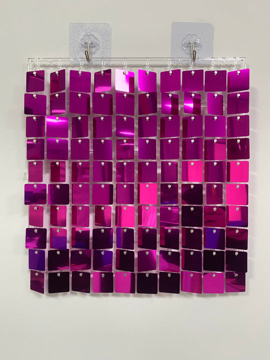 Easy Connect Shimmer Wall Panels / Transparent Grid Backing &amp; Square Sequins - Purple
