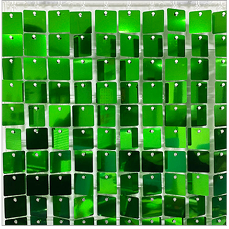 Shimmer Wall Panels / Black Backing & Square Sequins - Green