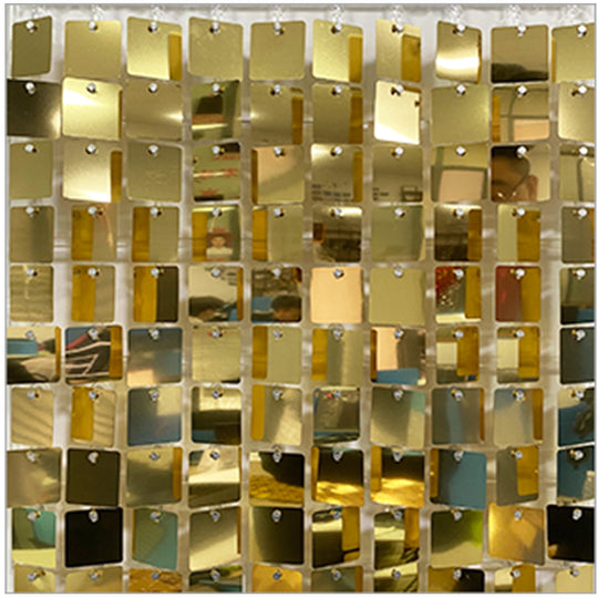 Shimmer Wall Panels / Black Backing &amp; Square Sequins - Light Gold