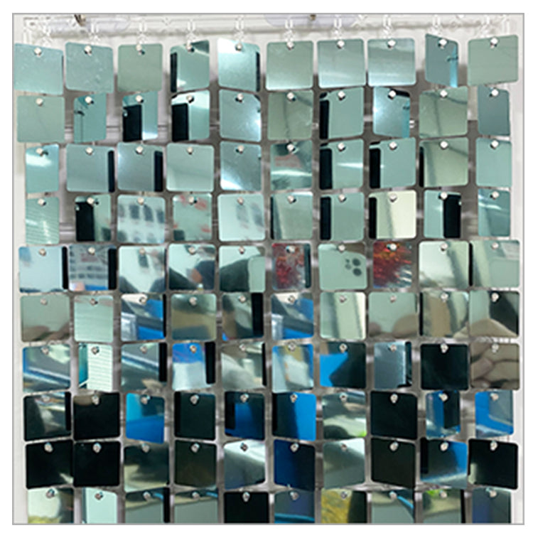 Shimmer Wall Panels / Black Backing & Square Sequins - Ocean Blue