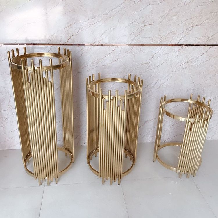 3 Pieces Stainless Steel Display Plinths Set - Silver