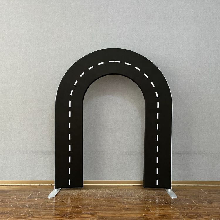 Arched Fabric Backdrop Single / Double Sided Tension Fabric Cover with Frame- Black