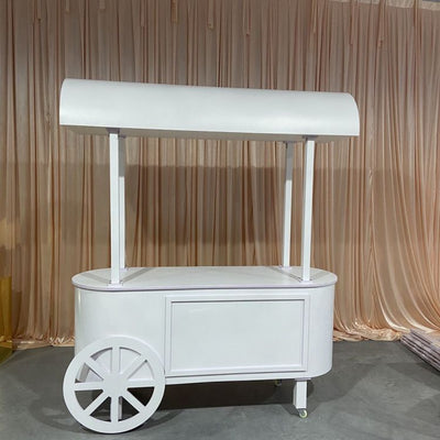 MDF Candy Dessert Cart with Wheels - White