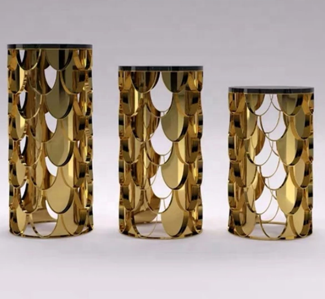 3 Pieces Stainless Steel Display Plinths Set - Silver