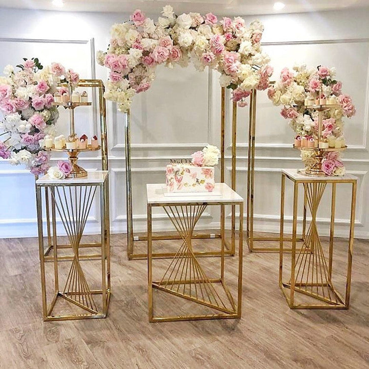 3 Pieces Stainless Steel Display Plinths Set - Gold