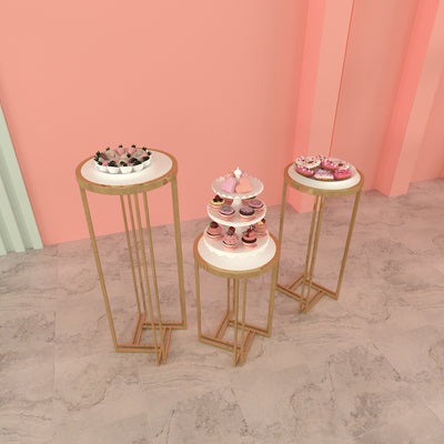 3 Pieces Stainless Steel Display Plinths Set - Gold