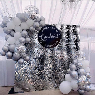 Shimmer Wall Panels / Black Backing & Square Sequins - Silver