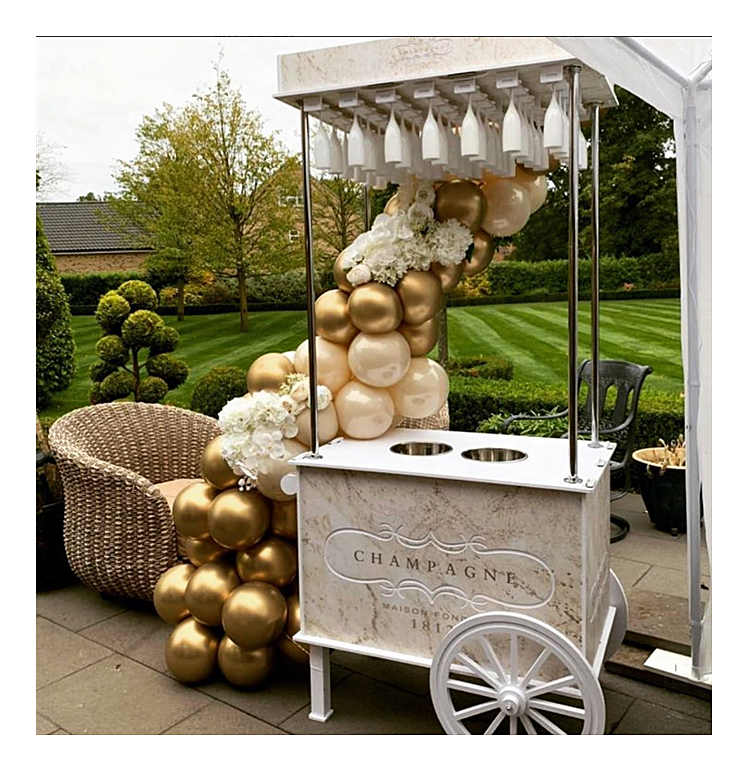 PVC Champagne Cart with Wheels - White