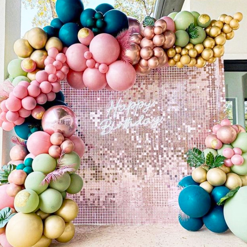 Shimmer Wall Panels / Black Backing & Square Sequins - Lemon Pink