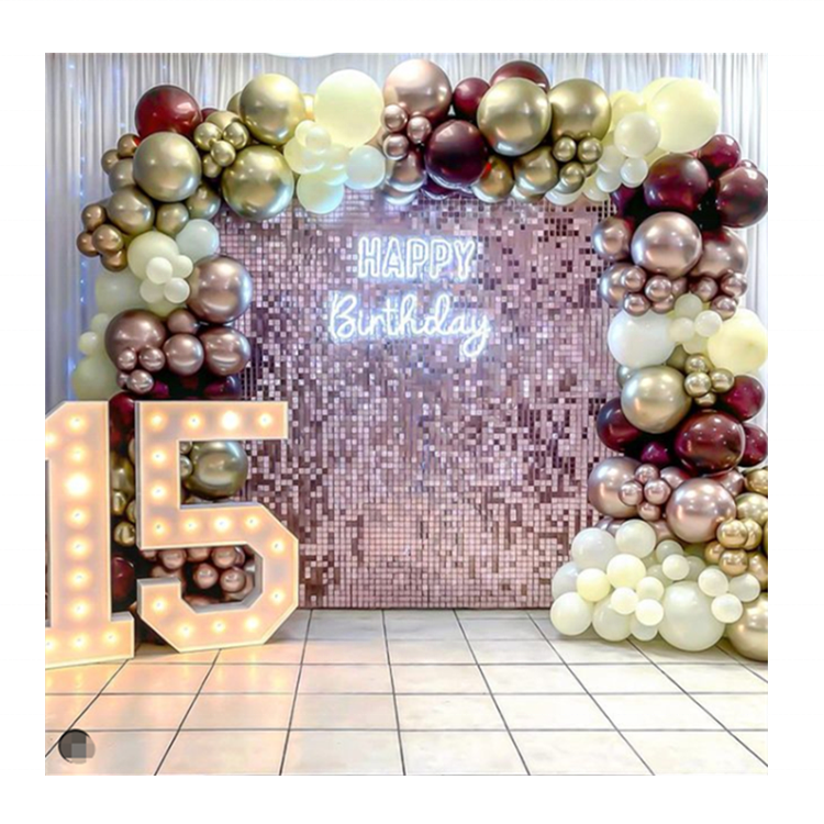 Easy Connect Shimmer Wall Panels / Transparent Grid Backing &amp; Square Sequins - Lemon Pink