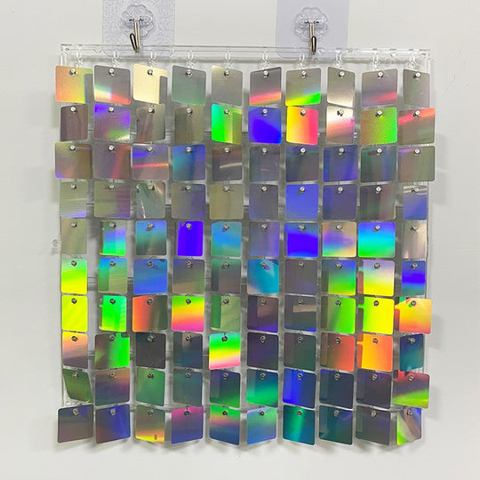 Shimmer Wall Panels / Black Backing &amp; Square Sequins - Rainbow